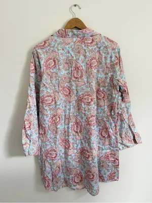Ralph Lauren Floral Paisley Sleep Button Down Shirt Dress Size Medium PJ thumbnail 6