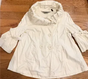 Vtg Y2K Last Kiss off White Swing light Jacket Exaggerated Retro Ruffle Collar L thumbnail 1