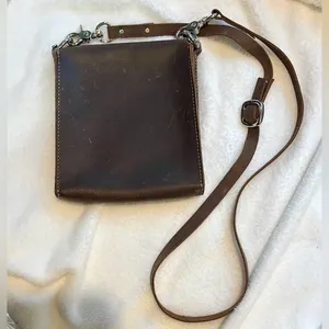 SOLD Leather Cross Body Travel Satchel Purse. Handmade. Adjustable. Stainless thumbnail 2