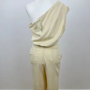 Free People Avery One Shoulder Jumpsuit Wide Leg Pockets Cream Ivory US 4 NWT thumbnail 10