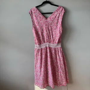 Roller Rabbit Women’s Pink Silk and Cotton Émane‎ Rose Medallions Dress Size XL thumbnail 10