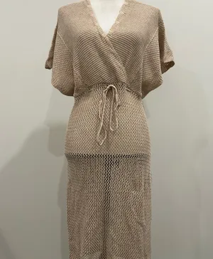 Beach Cover Up Dress Tan Size L thumbnail 2