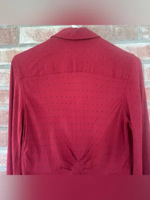 Free People Polka Dot Mini Dress Long Sleeve Button Up Women’s Small Red thumbnail 10