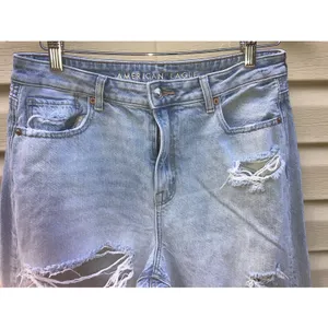 American Eagle Mom‎ Jean Blue Denim Size 10 Regular Jeans Distressed thumbnail 2