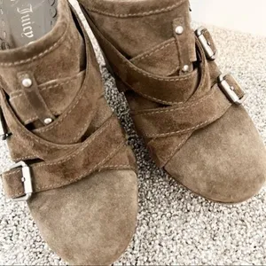 Juicy Couture‎ Collette Mules Size 8 Brown Suede Wood Platform Y2K Bratz Glam thumbnail 6