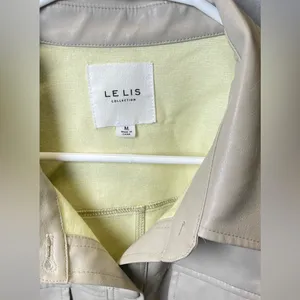 Le Lis Women's Beige‎ Faux Leather Jacket Trench Coat Size Medium thumbnail 3