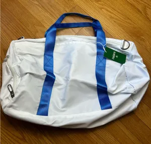 NWT Halara Weekender White & Blue Zipper Gym Duffle Bag with Shoulder Straps thumbnail 1