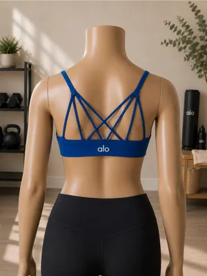 Alo Yoga Blue Strappy Criss Cross Back Sports Bra Size Small thumbnail 2