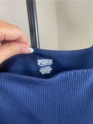 PINK Victoria's Secret Navy Blue Ribbed Tank Dress thumbnail 2