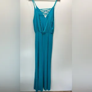 Turquoise Maxi Dress Knit Strappy Backless ModCloth by South Grand Size Medium thumbnail 5