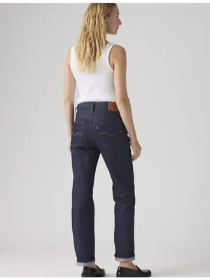 New Levi's Premium 28x30 501 Original Selvedge Women's Jeans Line Up Dark Wash thumbnail 3