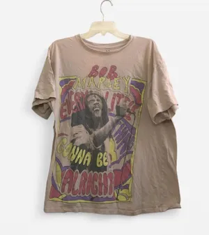 Bob Marley graphic tee tshirt top blouse short sleeve cream colorful #reggae Size S/M. Measurement in pics thumbnail 1