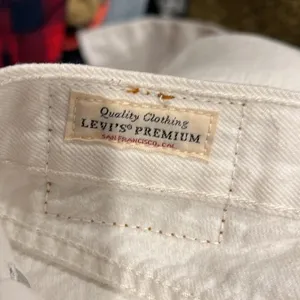 Levi’s‎ wedgie straight size 27 white button fly denim distressed raw hem thumbnail 5