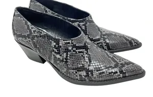 Zara Snakeskin Cowboy Heeled Ankle Booties Black Gray Size 38 / US‎ 7.5 thumbnail 1