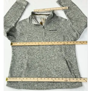 Realtree Women's Quarter Zip Sweater Fleece Pullover Heather Gray Camo L thumbnail 7