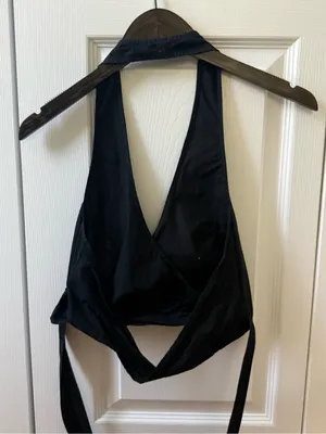 Free People Black Wrap Halter Neck Tank thumbnail 3