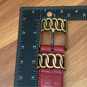 Vintage MILOR 11612 Burgundy Genuine Leather Brass-tone Buckle Women’s Belt M thumbnail 8