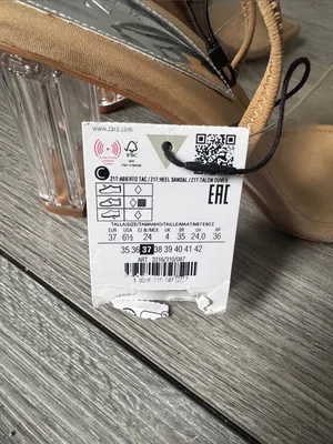 Zara Clear Vinyl Strap Slingback Heel in Tan thumbnail 4