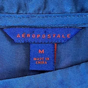 Aeropostale Blue Long Sleeve Blouse Tie Bottom M thumbnail 7