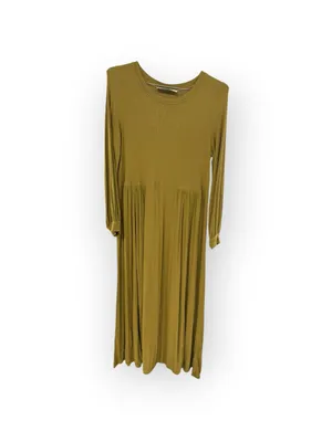 Free People Beach Gold Mustard Long Sleeve Maxi Dress - Casual Draped Hem thumbnail 4