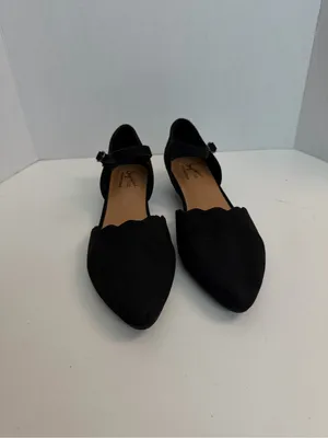 Seychelles Mary Jane Wedge Suede Leather Scalloped Pointed Toe Memory Foam Black thumbnail 2