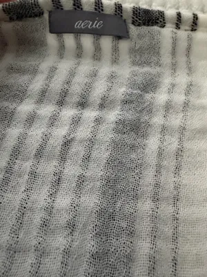 aerie Black and White Striped Open Kimono thumbnail 3
