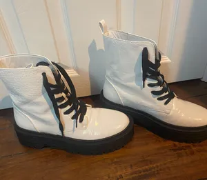 Nasty Gal White Platform Boots thumbnail 1
