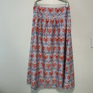 Hill House The Kate Midi Cotton Sateen Skirt in Poppy Damask Stripe Size XL thumbnail 3