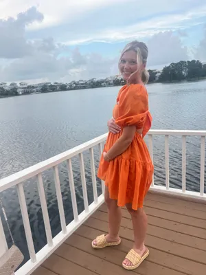 Puff Sleeve Dress Orange thumbnail 4