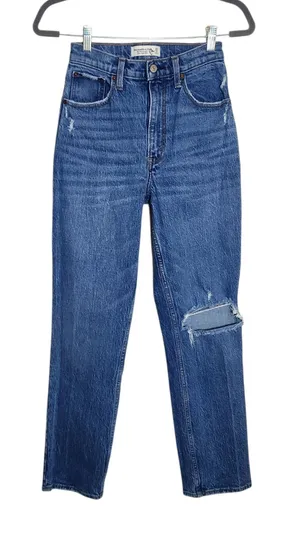 Abercrombie & Fitch Medium Wash 90s Straight Ultra High Rise Jeans Size 26/2 thumbnail 1