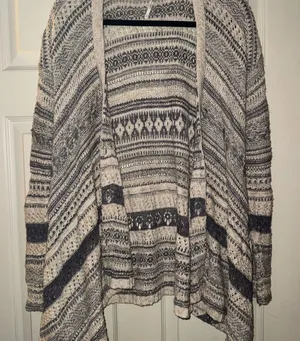 Free People Striped Open-Front Cardigan thumbnail 1