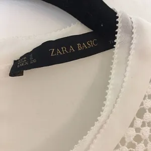 Zara White Sleeveless Textured Sheer Blouse | Size S thumbnail 3