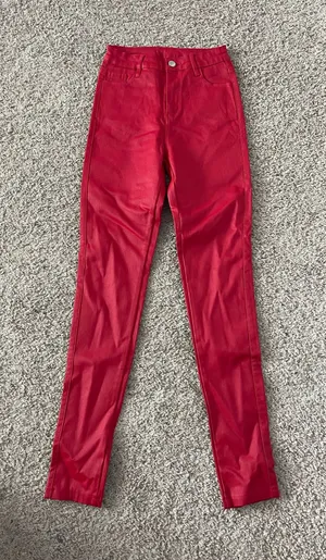 Amazon faux leather pants red thumbnail 1