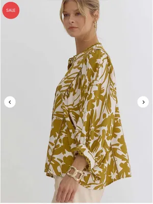 Entro Leaf Print Button Down Top Sz S (fits large) thumbnail 6