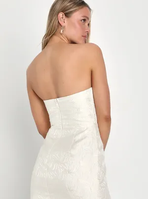 Lulus Bubbly Beauty Ivory Jacquard Strapless Bustier Mini Dress thumbnail 3