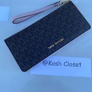 Michael Kors Powder BlushBrown Wristlet Travel Continental Large Wallet thumbnail 7