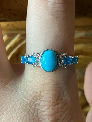Sleeping Beauty Turquoise Blue Apatite Sterling Silver Ring Size 10 thumbnail 1