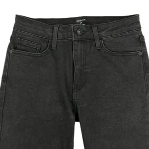 Just Black - Cropped Skinny Jeans with Fringe Hem in Washed Black thumbnail 2