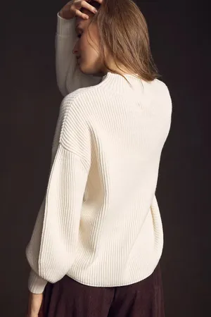 Anthropologie Maeve Balloon Sleeve Ribbed Mock Neck Sweater thumbnail 2