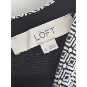 LOFT Black White Geometric Double Knit Jacquard Dress 8 thumbnail 5