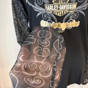 Harley-Davidson Mesh Sleeve Shirt Womens L Black Orlando FL Graphic Biker Moto‎ thumbnail 3