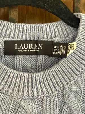 Lauren Ralph Lauren grayish blue Cable Knit Short-Sleeve Sweater size XS thumbnail 2