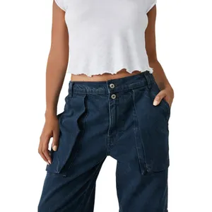 Free People We The Free Black Wash Marx Cargo Baggy Laid Back Denim Pants Jeans thumbnail 2