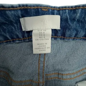 H&M Distressed Denim Cutoff Shorts Blue Wash Raw Hem M 8 thumbnail 2