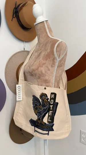 Urban Outfitters Cream Canvas Tote with Rooster Motel thumbnail 1
