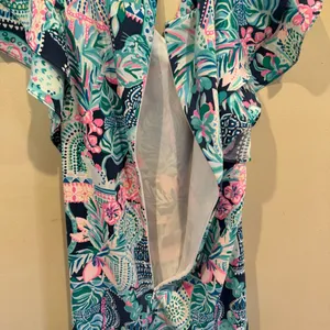 Lilly Pulitzer Print Kathie Midi Dress size 12 Ruffle Flounce Sleeves thumbnail 8