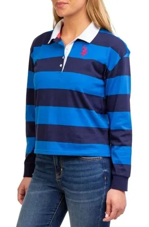 NWT U.S. Polo Association Long Sleeve V Neck striped rugby blokecore shirt M thumbnail 1