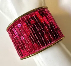 Pink sequin cuff bracelet Pink thumbnail 1