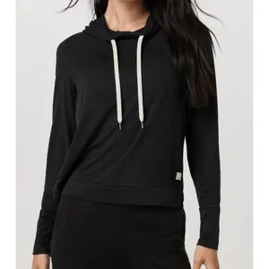 Vuori Halo Essential Crop Hoodie DreamKnit Black Large thumbnail 2
