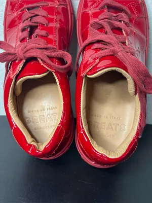 Greats Brooklyn Red Patent Leather Lace Up Sneakers Size 8.5 thumbnail 7